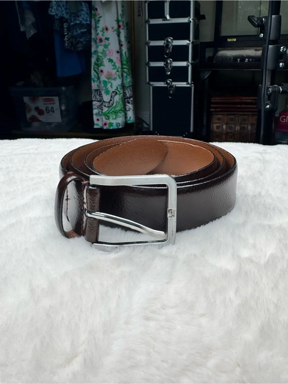 Johnston & Murphy Brown Italian Genuine Leather Belt Size 40